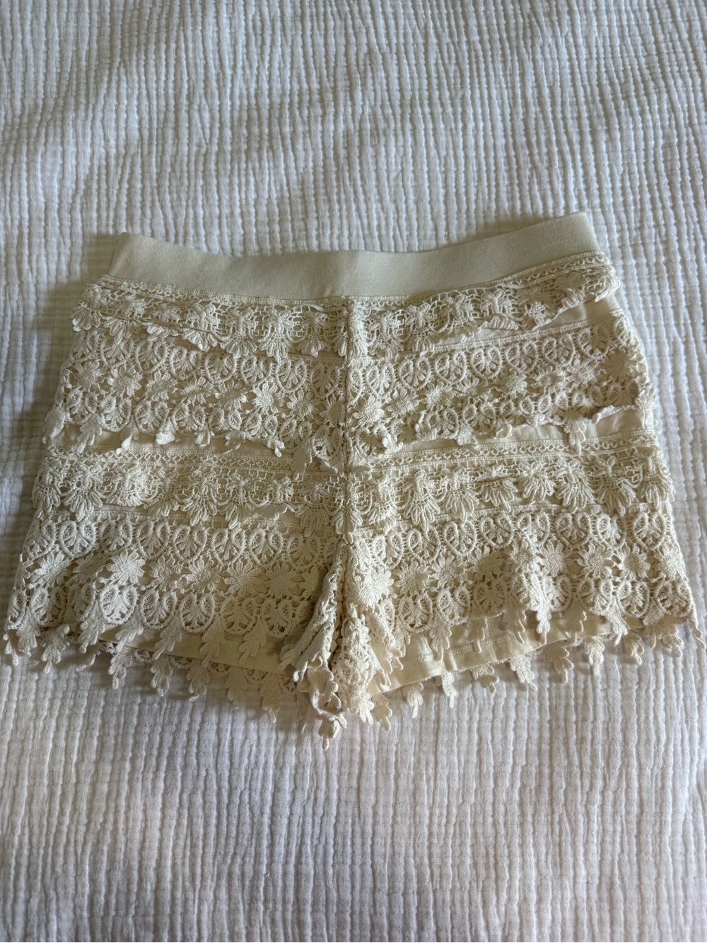 Express Cream Crochet Lace Shorts